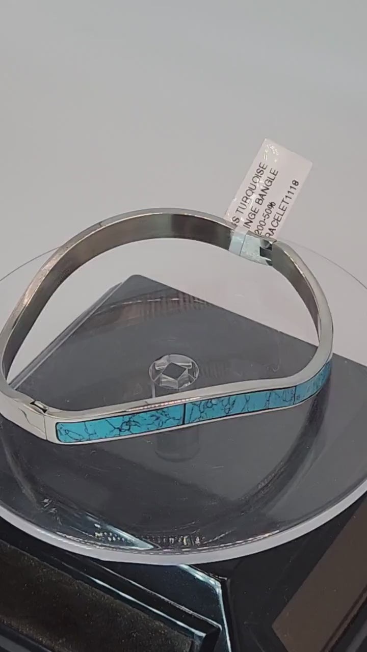Genuine Turquoise bangle with Stainless Steel