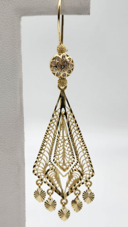 10K gold Filigree dangle earrings
