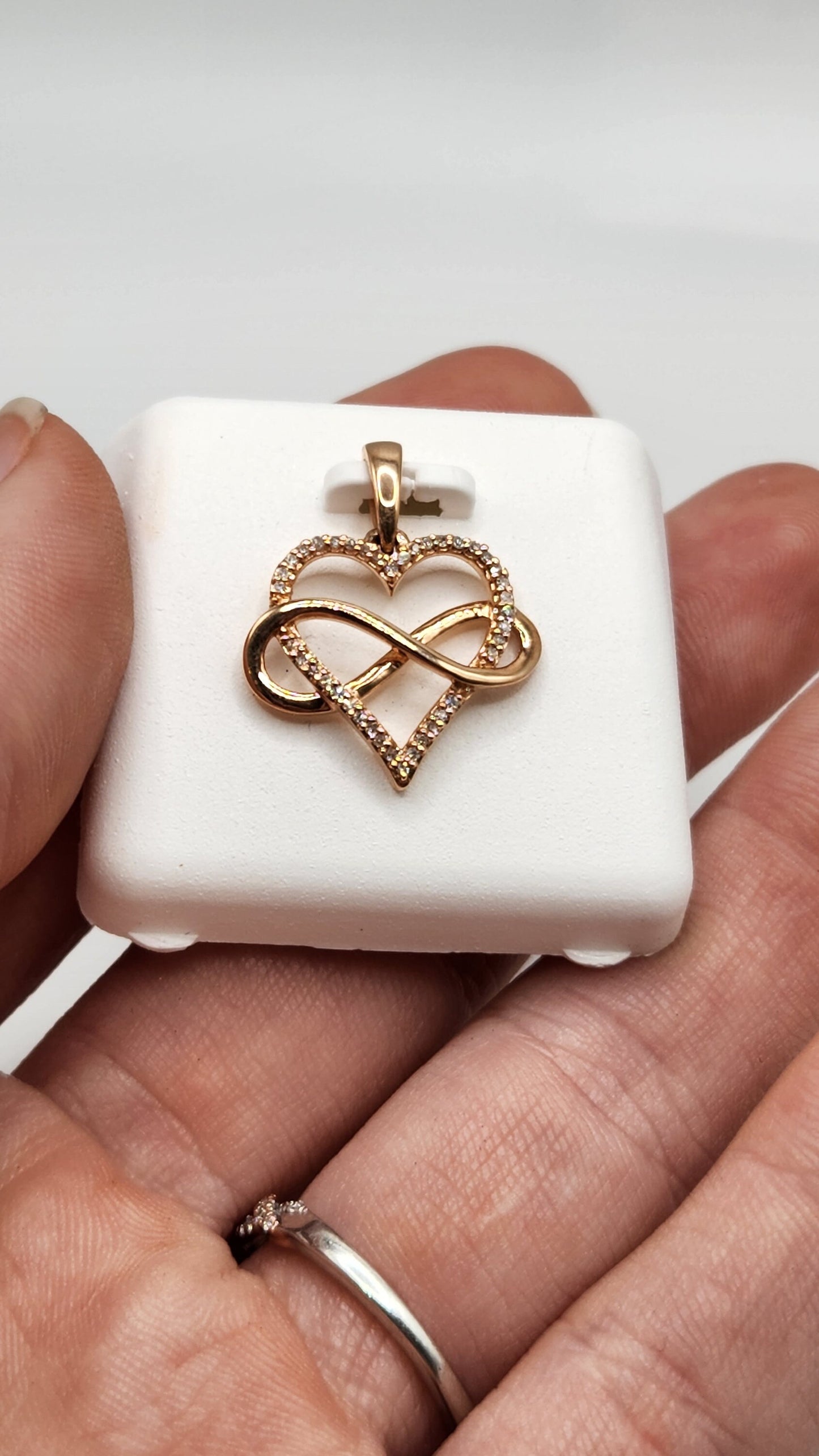 14K Rose Gold and Diamond Infinity Heart Pendant