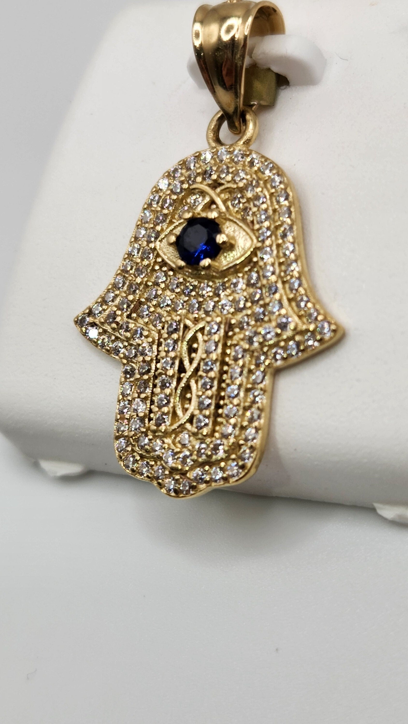 10K Evil Eye Pendant with Blue Sapphire