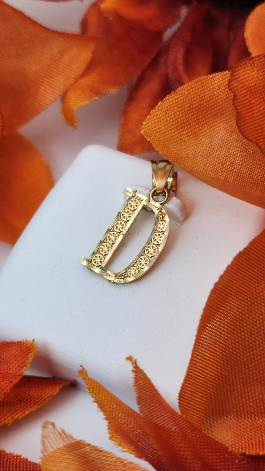 10K Gold letter "D" pendant