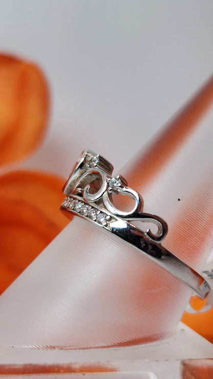 Crown Heart Ring- Sterling Silver