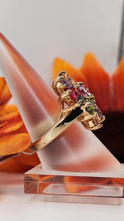 Multi-Color Ring - Silver with Gold Plating