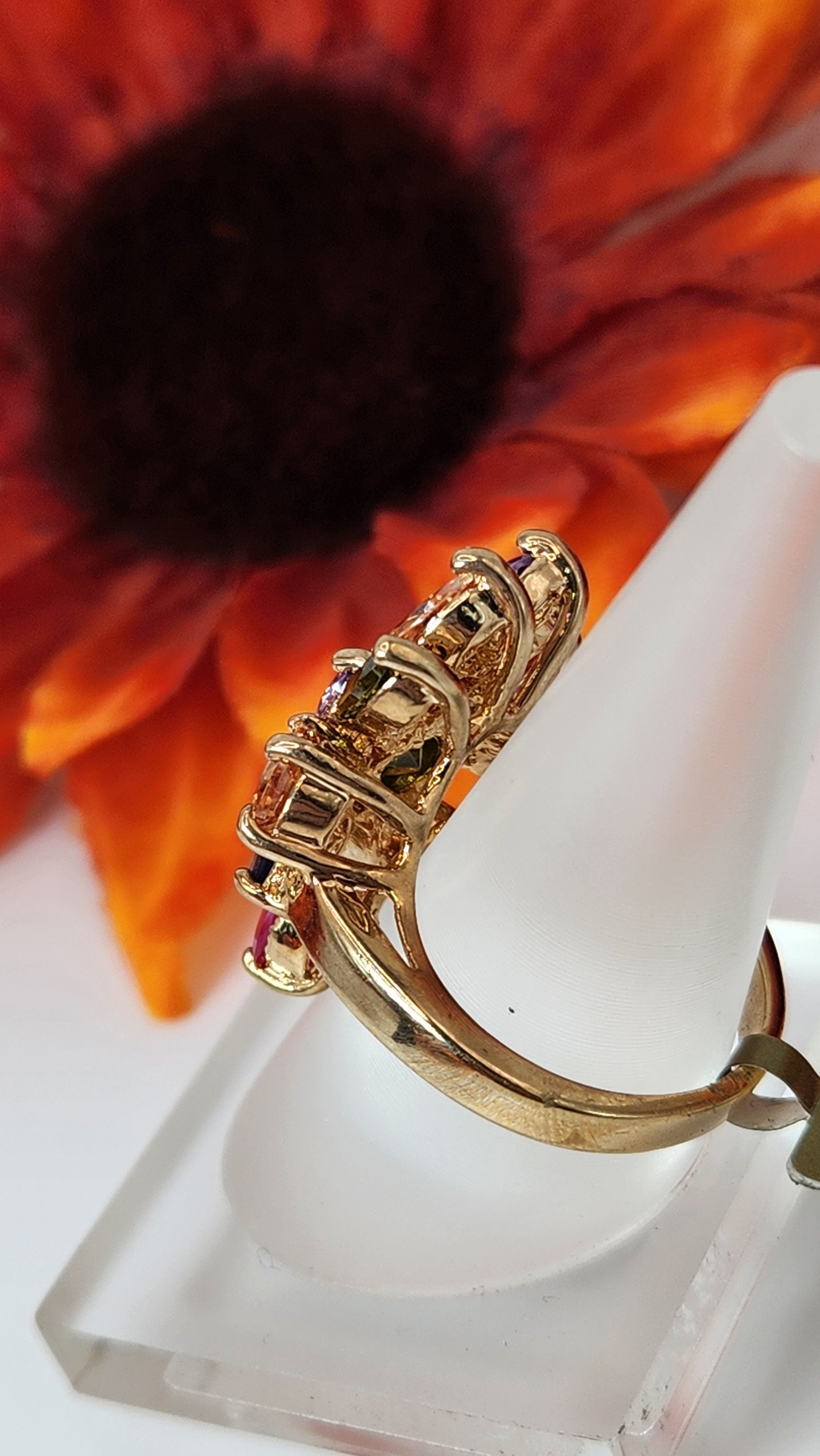 Multi-Color Ring - Silver with Gold Plating