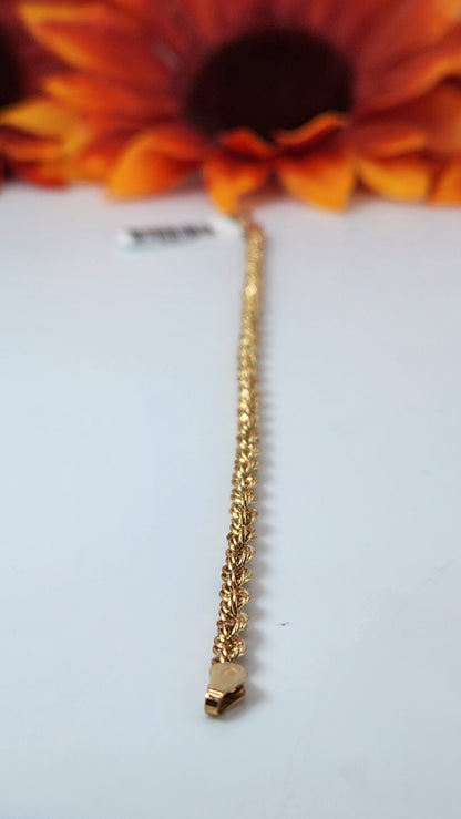 Diamond Cut Rope Chain Bracelet - 14K Gold