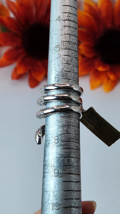 Twist Ring - Silver with 14k Rhodium